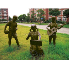 bronze young children garden sculpture